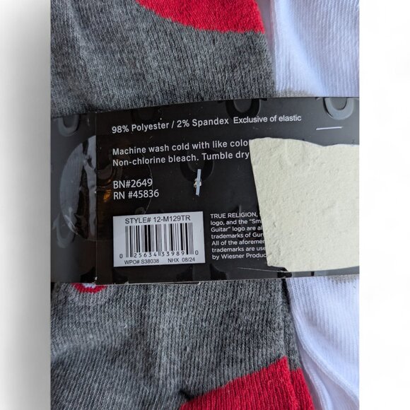 12 pack True Religion Half Cushion Quarter Socks Men's 10-13 shoes size 8-12 NEW - Picture 6 of 11